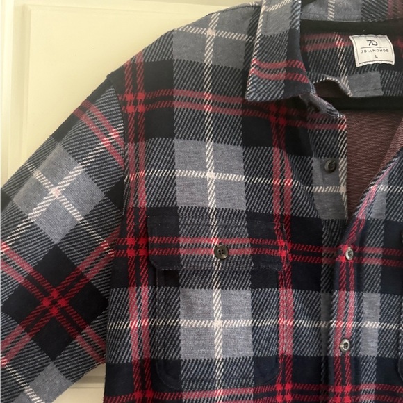 Men’s Size L 7 Diamonds Button Down Flannel Shirt - Picture 2 of 6